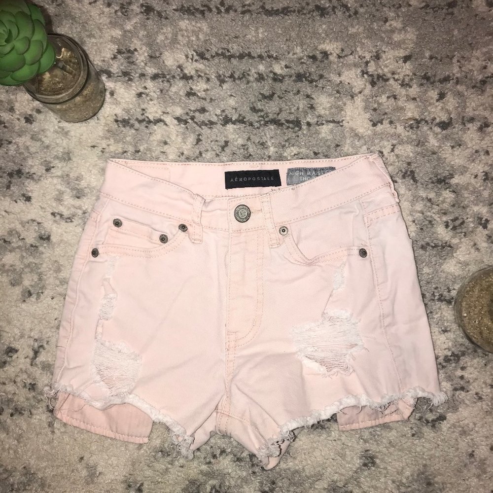Aeropostale Pink Ripped Distressed Shorts Sz 00